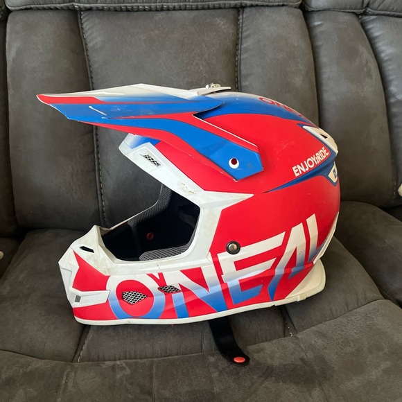 O'Neal Red and Blue Motocross Helmet - Picture 1 of 16